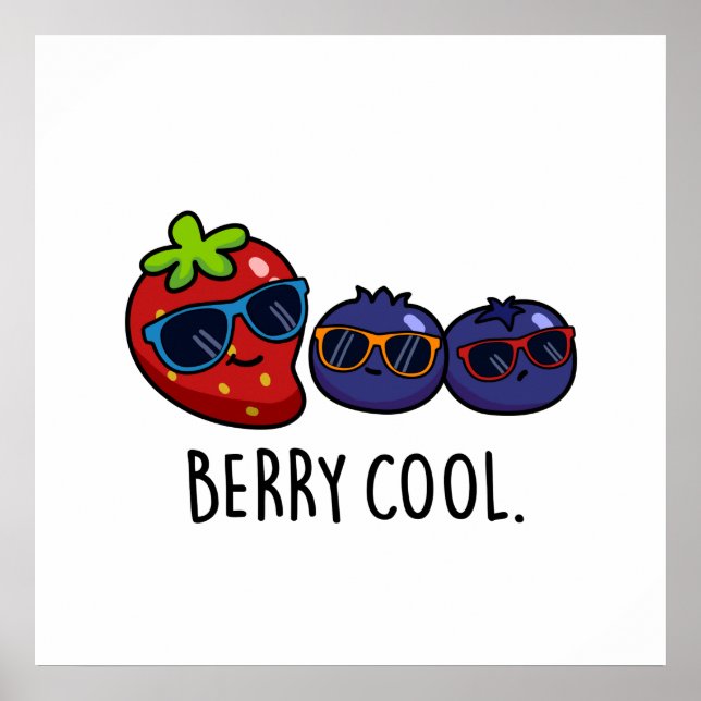 Berry Coola Funny Strawberry Blueberry Pun Poster (Framsidan)