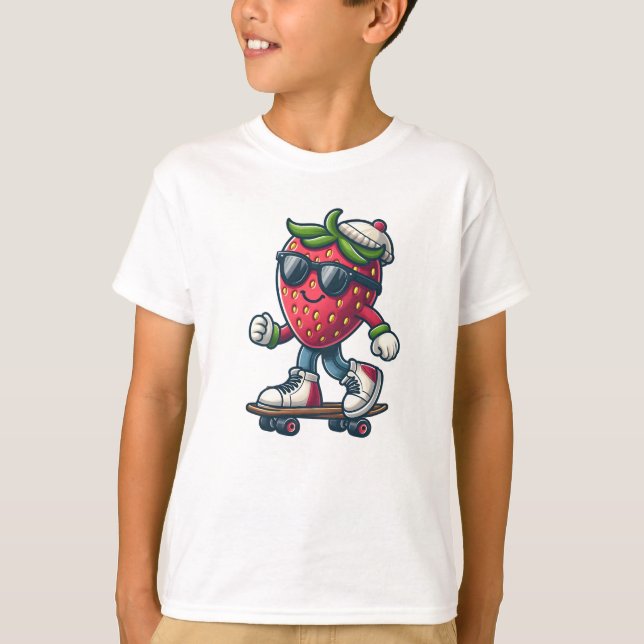 Berry Coola Skater - Kawaii Strawberry T Shirt (Framsida)