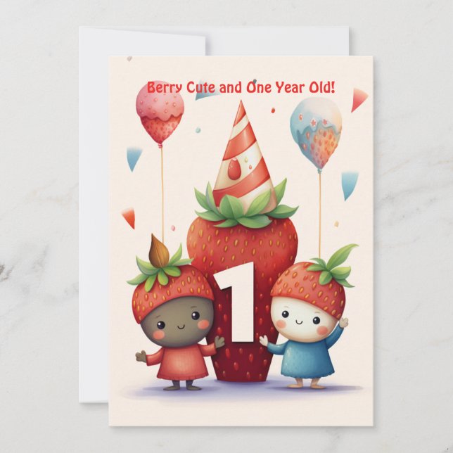 Berry Cute 1:a årsdagen födelsedagskort Julkort (Framsida)