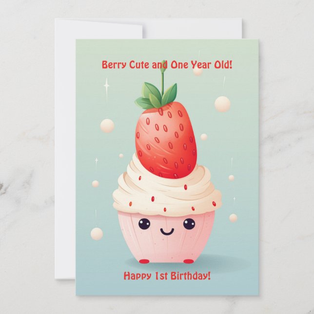 Berry Cute 1:a årsdagen födelsedagskort Julkort (Framsida)