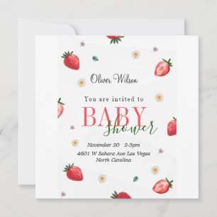 Berry Cute Baby Shower: Jordgubbe Fält Forever Spara Datumet