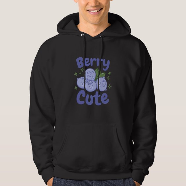 Berry Cute Kawaii Blueberries Hoodie (Framsida)