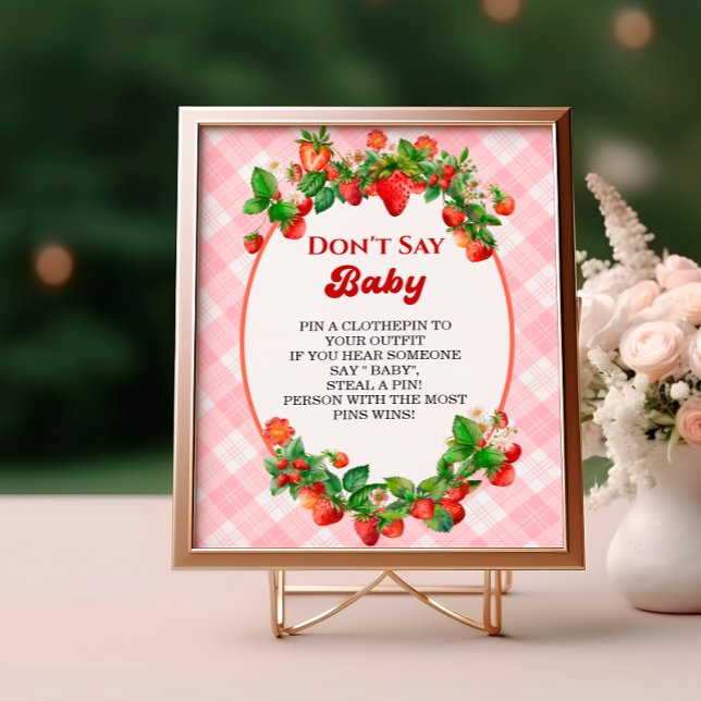 Berry Cute Rosa Gingham Dont Säg Baby Game Poster (Skapare uppladdad)