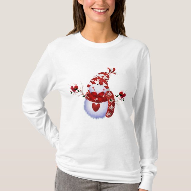 Berry Cute Snögubbe jul Helgdag Tee (Framsida)