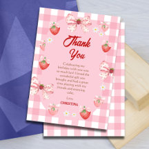 Berry ettårs födelsedag rosa jordgubbsrutig söt