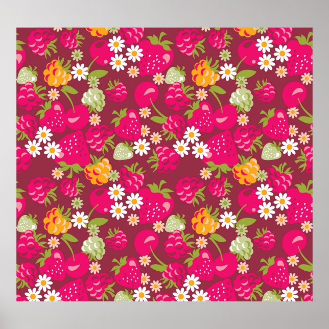 Berry Fabric: Deep Red Seamless Poster (Framsidan)