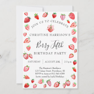Berry Femte Födelsedagsfest 5-årsdag Inbjudningar