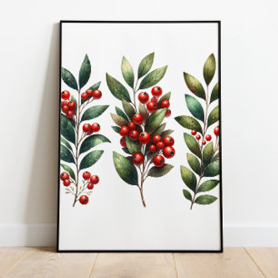 Berry Festive - Lush Winterberry Grenar Poster