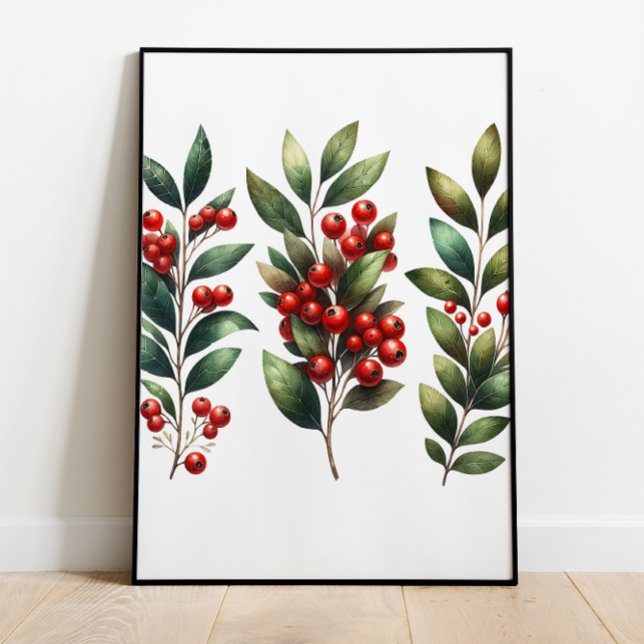 Berry Festive - Lush Winterberry Grenar Poster (Skapare uppladdad)