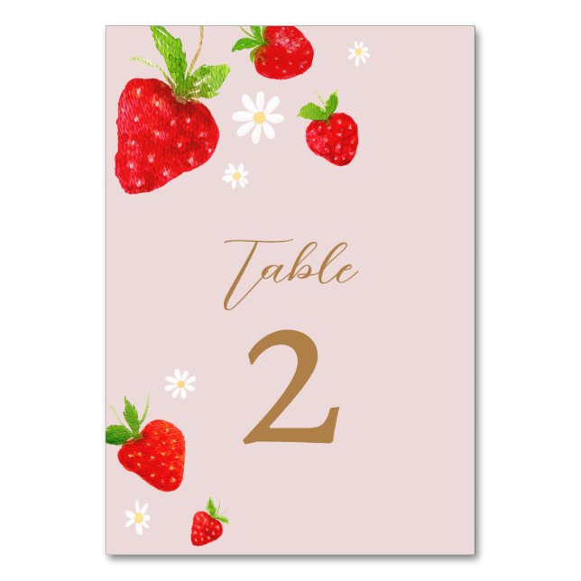 Berry First 1st Strawberry Birthday Bordsnummer (Framsidan)