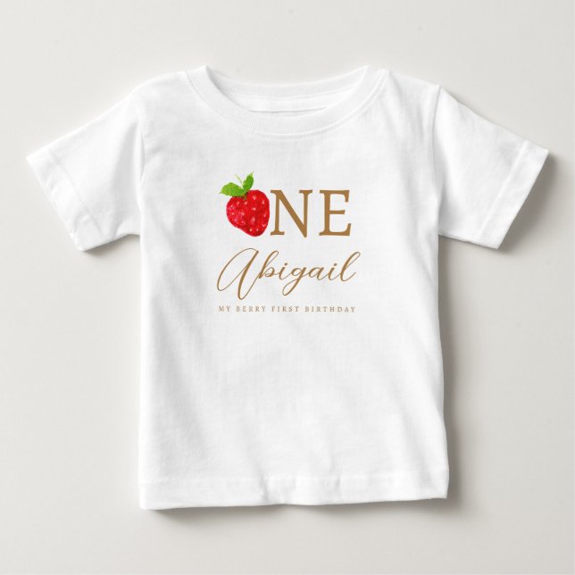 Berry First 1st Strawberry Birthday T Shirt (Framsida)