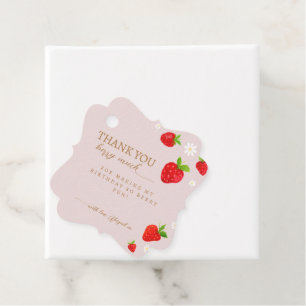 Berry First 1st Strawberry Birthday Tack Gåvor Etiketter