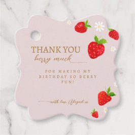 Berry First 1st Strawberry Birthday Tack Gåvor Etiketter
