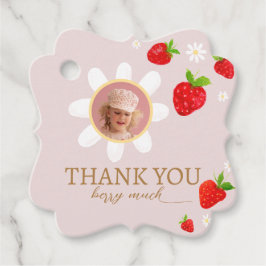 Berry First 1st Strawberry Birthday Tack Photo Gåvor Etiketter