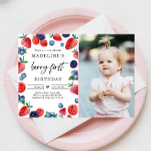 Berry First 1st Strawberry Raspberry Birthday