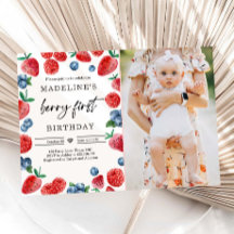 Berry First 1st Strawberry Raspberry Birthday