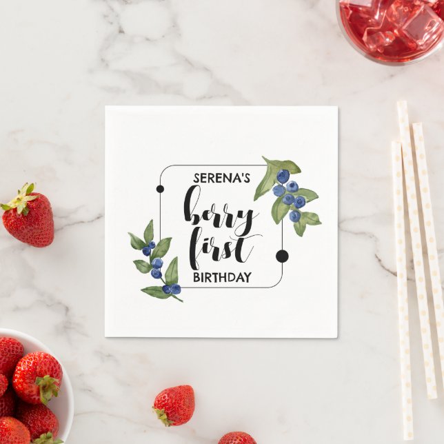 Berry First Barns födelsedag | Blueberry | Minimal Pappersservett (Insitu)
