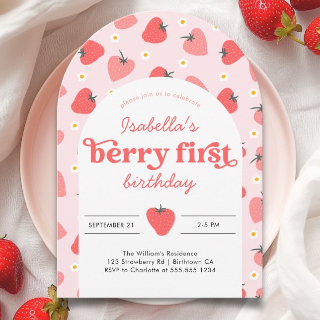 Berry First Birthday 1 Birthday Inbjudningar (Berry First Birthday 1st Birthday Invitation)