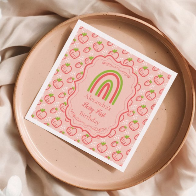 Berry First Birthday 1 Birthday jordgubbe Pappersservett (Skapare uppladdad)