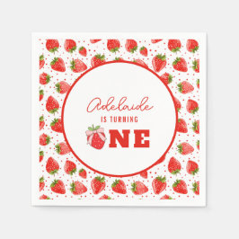 Berry First Birthday 1 Birthday Strawberry Party Pappersservett