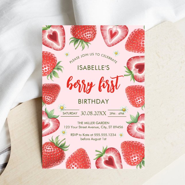 Berry First Birthday 1st Birthday Invitation Inbjudningar (Skapare uppladdad)