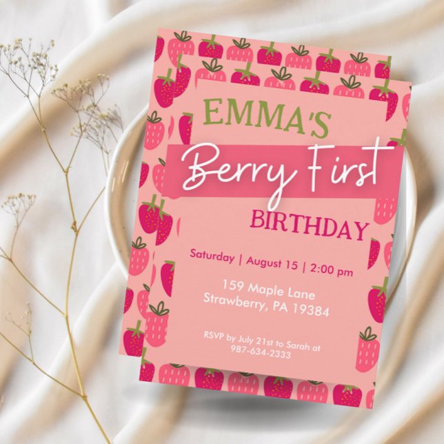 Berry First Birthday bjudande, första födelsedagen Inbjudningar (Skapare uppladdad)