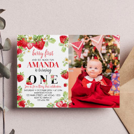 Berry First Birthday bjudande Jordberry Tema Inbjudningar