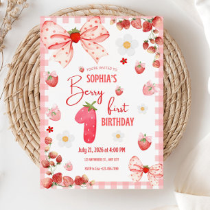 Berry First Birthday bjudande mall Berry 1:a