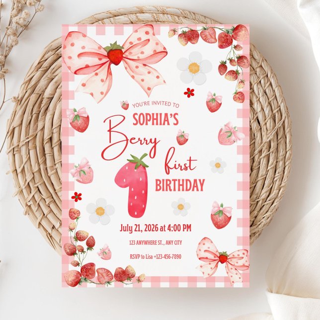 Berry First Birthday bjudande mall Berry 1:a (Skapare uppladdad)