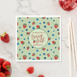 Berry First Birthday Bluebär och Strawbär Pappersservett