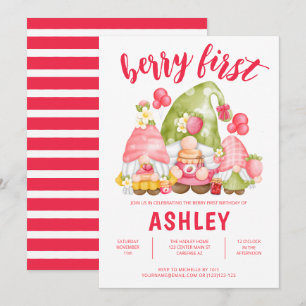 Berry First Birthday Cute-inbjudan Inbjudningar