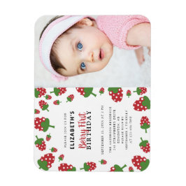Berry First Birthday Cute Strawberry Photo Magnet