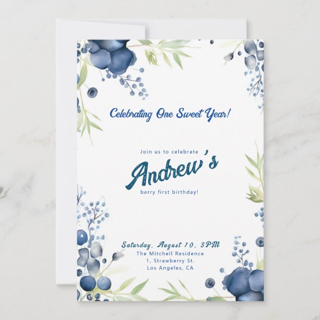 Berry First Birthday! Första årsdagen Party Inbjudningar (Framsida)