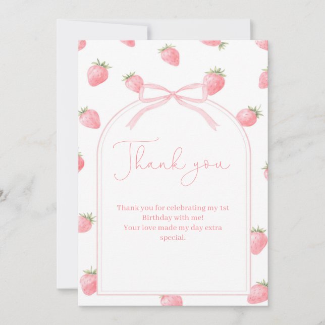 Berry First Birthday Girl Tack Kort (Framsida)