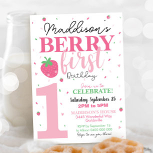 Berry First Birthday-inbjudan 1:a födelsedagsflick Inbjudningar