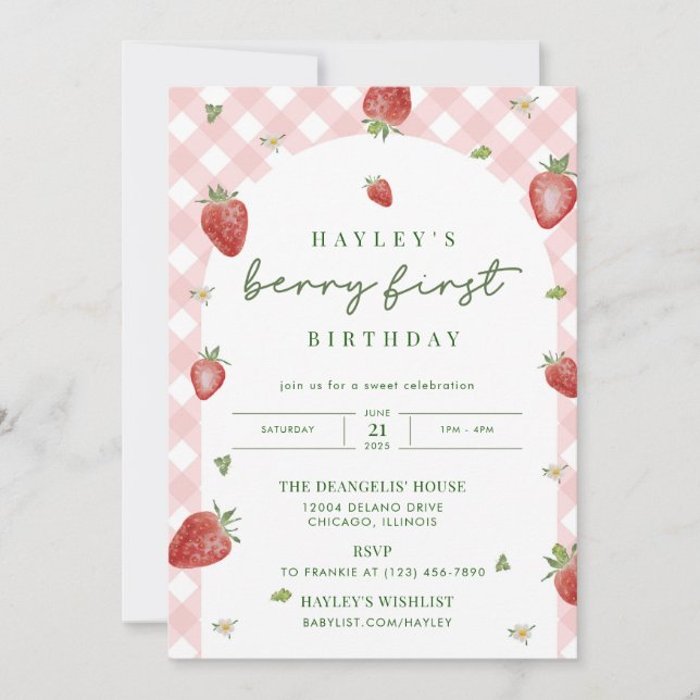 Berry First Birthday-inbjudan Inbjudningar (Framsida)