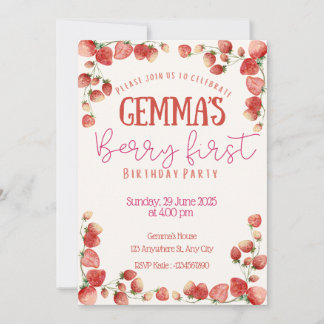 Berry First Birthday-inbjudan Inbjudningar