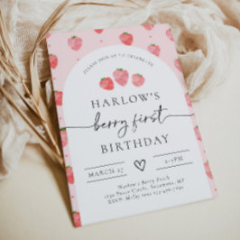Berry First Birthday-inbjudan | Jordgubbar Inbjudningar