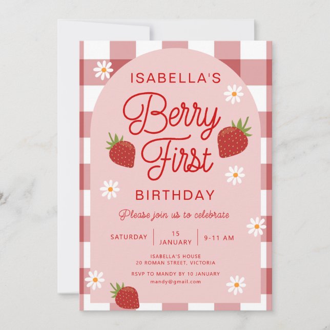 Berry First Birthday Inbjudningar (Framsida)