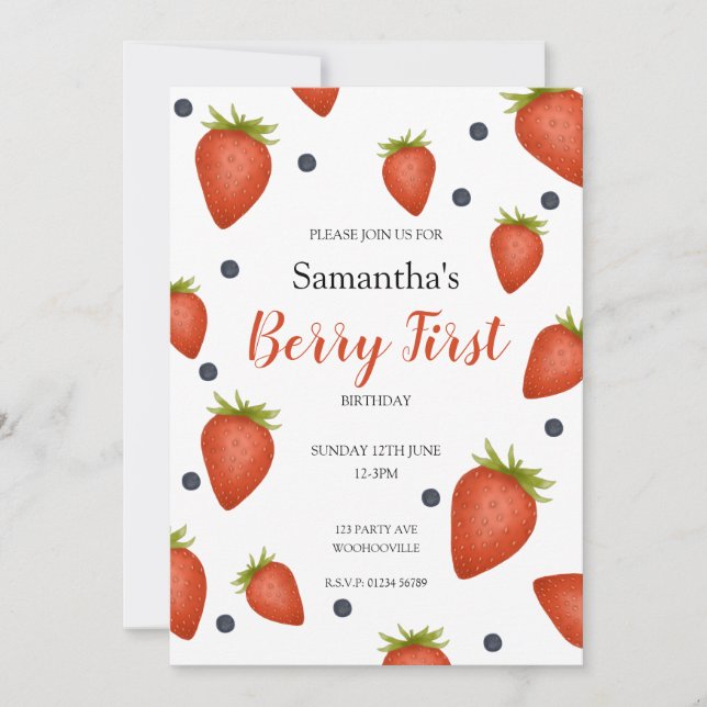Berry First Birthday Inbjudningar (Framsida)