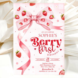 Berry first birthday invitation, 1st birthday inbjudningar