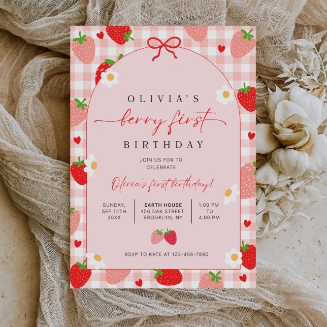 Berry First Birthday Invitation, Editable 1st Birt Inbjudningar (Skapare uppladdad)
