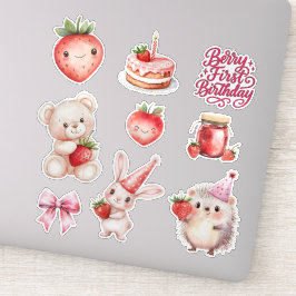 Berry First Birthday Kids Strawberry Klistermärken