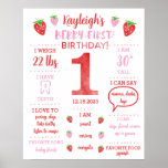 Berry First Birthday Milestone Poster<br><div class="desc">Berry First Milestone Poster första födelsedag</div>