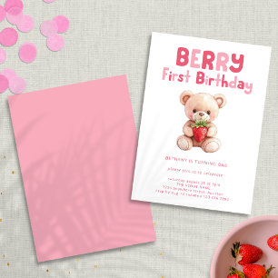 Berry First Birthday Nalle 1:a födelsedagen Inbjudningar