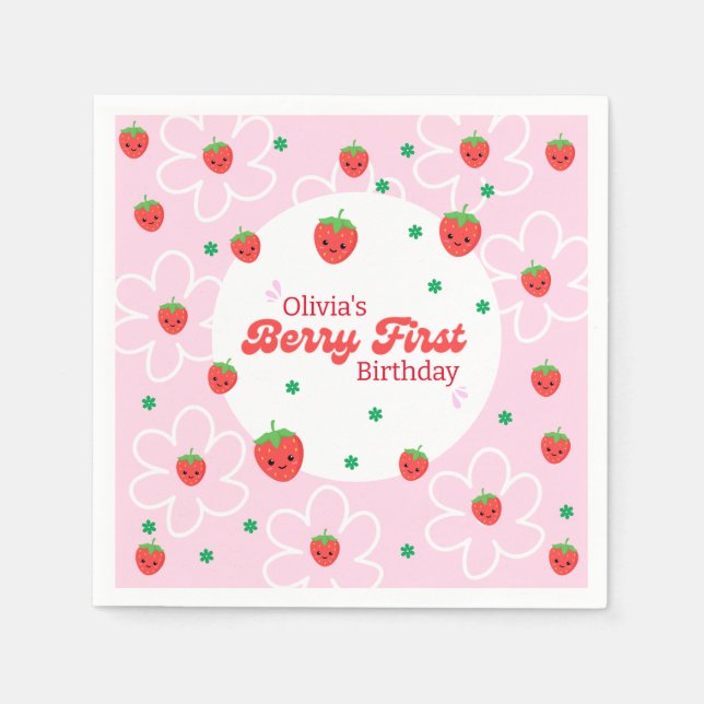 Berry First Birthday Napkins Pappersservett (Framsidan)