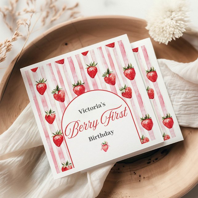 Berry First Birthday Napkins Pappersservett (Skapare uppladdad)