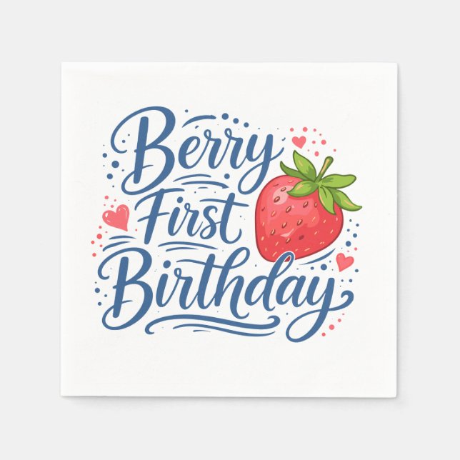 Berry First Birthday | One Year Old Party Pappersservett (Framsidan)