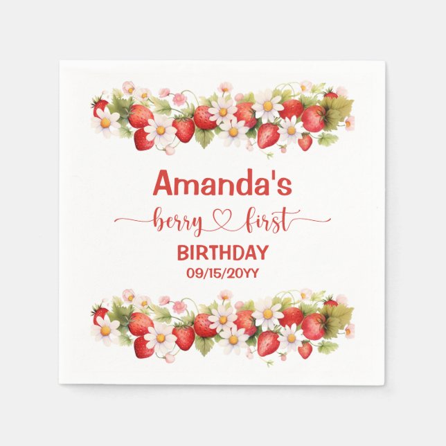 Berry First Birthday Pappersservett (Framsidan)