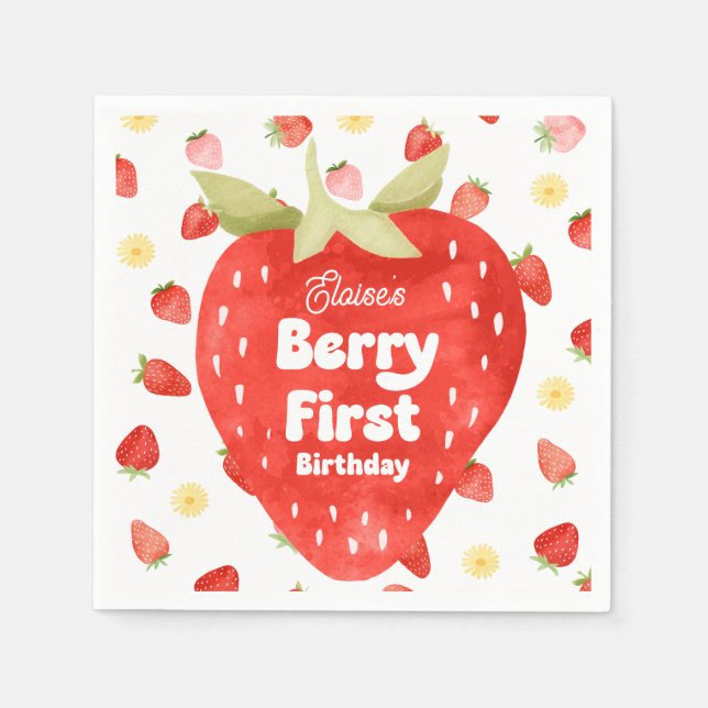 Berry First Birthday Pappra Napkins Pappersservett (Framsidan)